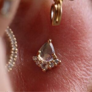 Buddha jewelry Organics love language 14kt yellow gold with rainbow moonstone